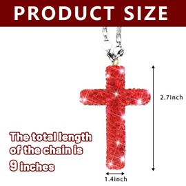 Bling Car Rear View Mirror Accessories Hanging Pendant,Cross Crystal Rhinestone for Car Mirror Hanging,Double-Sided Cross Diamond Religious,Interior Men Women Accessories