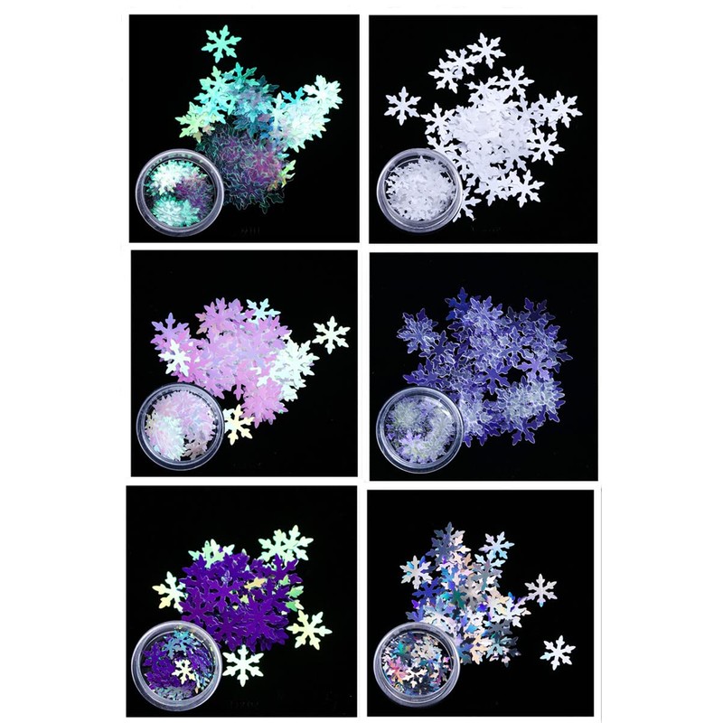 Valuu Christmas Snowflakes Ultrathin Nail Sequins Laser Sparkly Nail Glitter