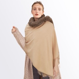 EIysee Women's Large Faux Fur Pashmina Shawl Wrap Stole in Solid Color for Party-Soft Classic Cashmere Feel Scarf Shawls