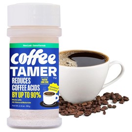 Coffee Tamer Coffee Acid Reducing Granules - Reduces Coffee Acids by up to 90% - All-Natural Minerals - Keto Friendy - Sugar Free, Calorie Free, Non-GMO, and Gluten Free - 2.4oz Shaker Bottle
