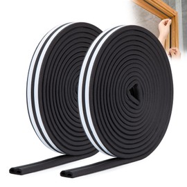 YOUSHARES Door Soundproofing Weather Stripping Door Seal Strip 20Ft Door Sealing Strips for Sound Proof Door Noise Blocker - D-Type Door Insulation Stripe for Door Frame, Door Gap, and Window (Black)