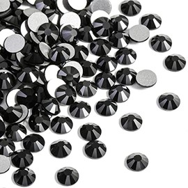Beadsland 576pcs Flat Back Crystal Rhinestones Round Gems for Nail Art and Craft Glue Fix, Jet Hematite, SS30,6.3-6.5mm