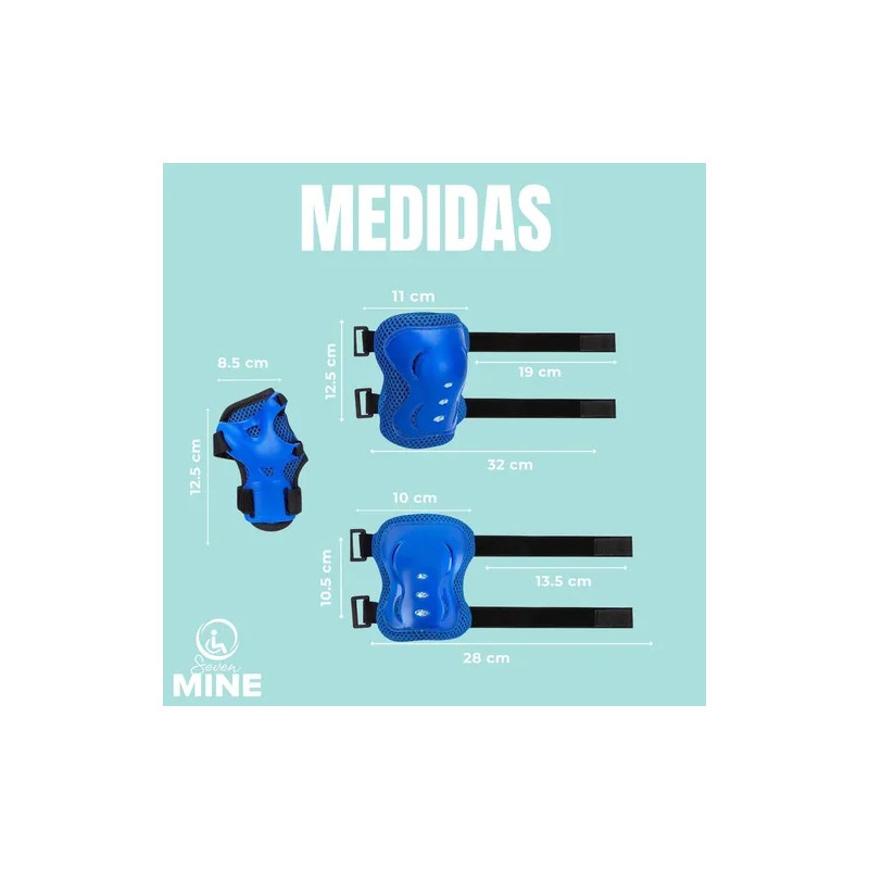 Set 6 Equipo De Protección Para Patinar, Bicicleta Patineta Azul