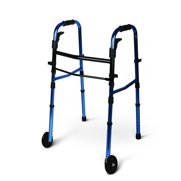Medline Adult Folding Paddle Walker, 5" Wheels, Fits users 5'5"