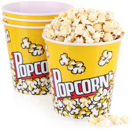 com-four® 4 x Popcorn Buckets XL - Reusable Popcorn Bowl - Popcorn Cups in Retro Look - Large Popcorn Cup for Movie Night - 2.8 Litres (2.8 Litres - 4 Buckets)