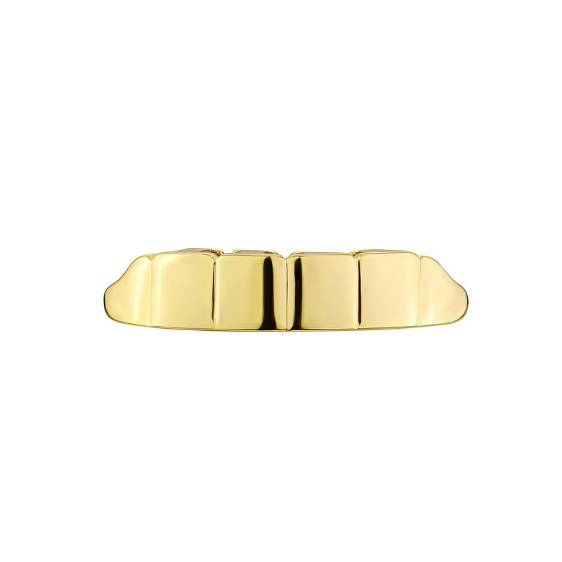 Gold Smooth Pure Color Grillz Teeth Cap for Upper and