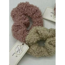 Hive & Co Cozy Comfort Hair Scrunchies Beige&Pink