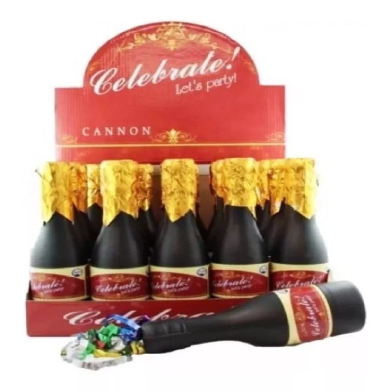 KFMX 12 Confetti Popper Cañon Botella Mini Champagne Fiesta Brind