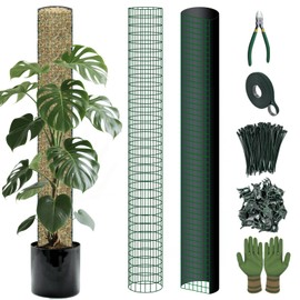 10ft/20ft/40ft DIY Metal Mesh Sphagnum Moss Pole Monstera Plant Support Self Watering Plant Poles for Climbing Indoor Plants(10ft Coated Wire Mesh，4ft Plastic Moss Poles)