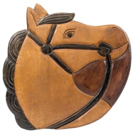 Sea Island Imports Horse Design Hand Carved Acacia Hardwood Decorative Short Stool