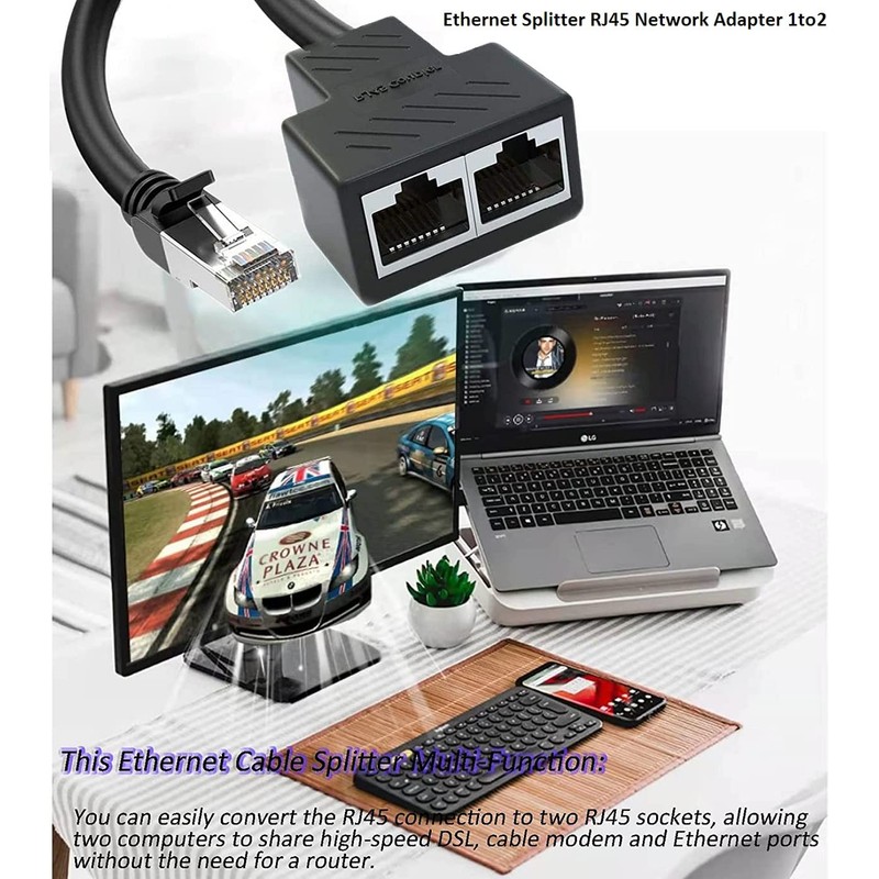 Ethernet Splitter 1 to 2 RJ45 Network Cable Adapter, Note