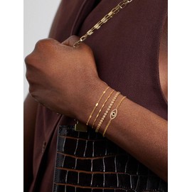 Gold Bracelets for Women,14K Real Gold Plated Stackable Bracelet Evil Eyes Link Dainty Jewelry Gift for Women