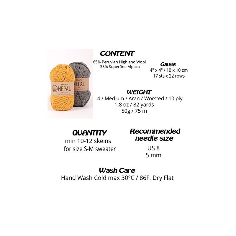DROPS Knitting Wool - Nepal Alpaca Aran Crochet Yarn Suitable