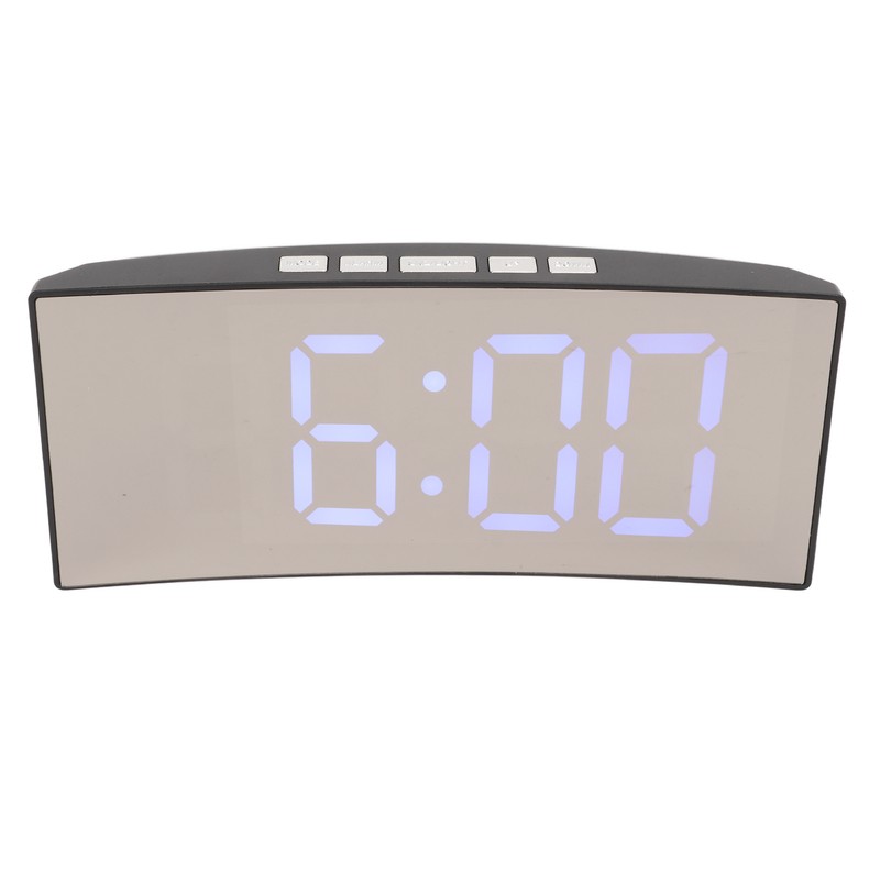 Mirror Digital Alarm Clock Temperature Display LED Curved Mirror Digital
