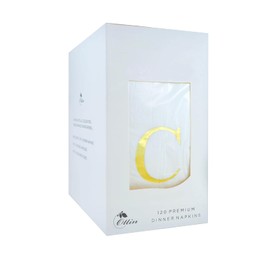 Ottin - Servilletas desechables de papel con letra C con monograma, 120 de papel dorado con letra C, elegante con inicial metálica, para baño, boda, despedida de soltera, compromiso, banquete de
