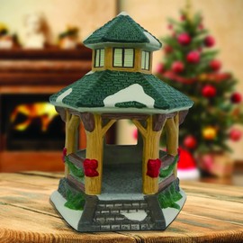 Crosslight - Christmas Village Snowy Gazebo - Indoor Miniature Christmas Holiday Winter Town Santa Decoration