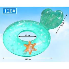 Float Ring for Children, O Shape, For Adults, Parent and Child, Mermaid Princess, Starfish Pattern, Float, Large Size, Glitter, Cute, Multi-functional Float, Leak-proof, Stable, Strong Buoyancy,