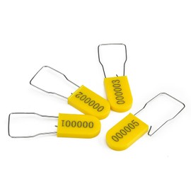 LeadSeals 50PCS Plastic Padlock Security Seals Metal Wire Padlocks Electric Meter Seal Disposable Anti-Tamper Lock Numbered Anti Tamper Tag Hasps Yellow