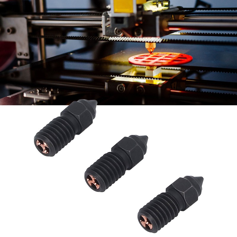 3 Pcs 3D Printer Nozzle M6 Hardened Steel Heat Resistant