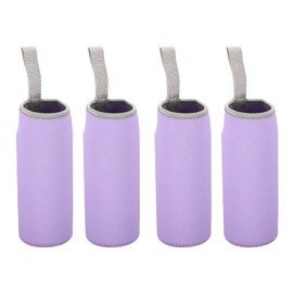 PATIKIL 65mmx180mm Water Bottle Sleeve, 4 Pack Neoprene Insulated Bottle Bag Holder Carrier Pouch with Finger Strap, Light Purple