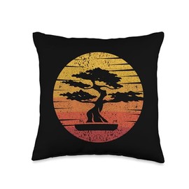 Bonsai Tree Plant Tools Care Kit Set Gifts Ideas Retro Penjing Indoor Pots Enthusiast Bonsai Throw Pillow, 16x16, Multicolor