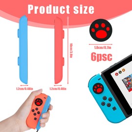 IKOPFLN Left Right Gamepad Hand Strap ABS Handle Bracelet Game Controller Hand Strap for OLED Game Controller for Joy Con Controller with 6 Cute Joystick Caps, blue