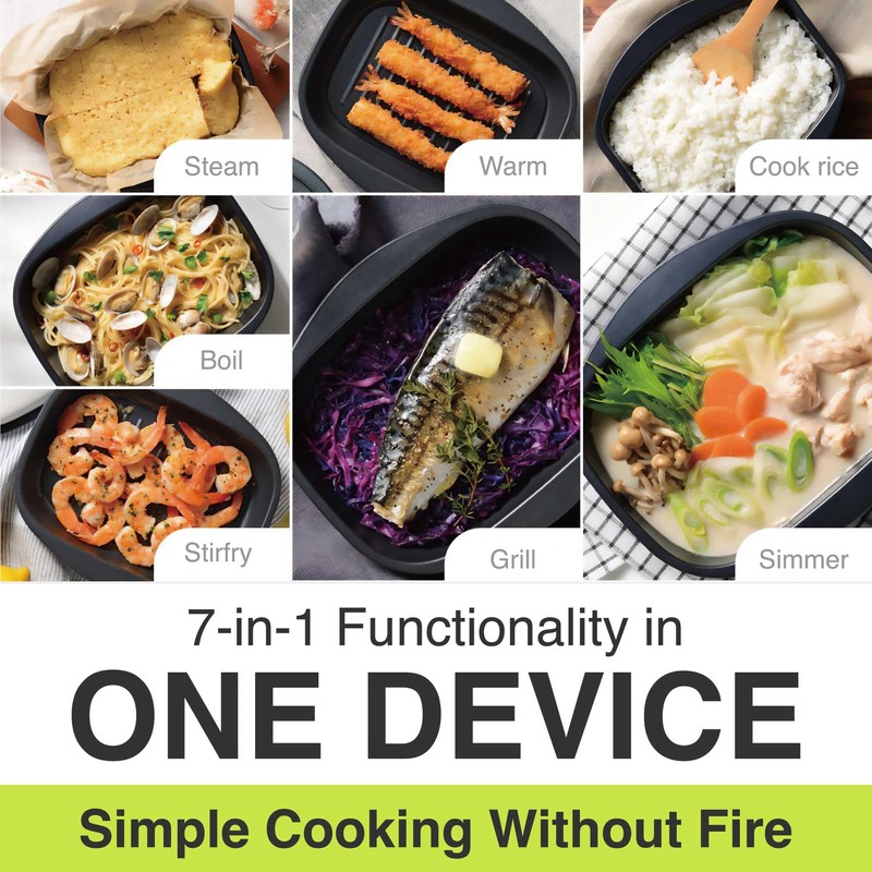 7-in-1 Microwave Grill Pan with Lid (L) size - Pariju