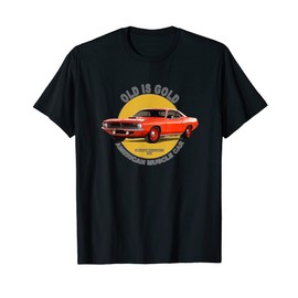 Plymouth Barracuda American Muscle Car 60s 70s Old is Gold T-Shirt, black