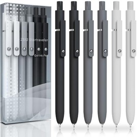 ACEES 6 bolígrafos de tinta de gel negra, punta fina: 1/64 de pulgada, escritura uniforme, rápido secado, para diario, enfermera, oficina, colegio, ho