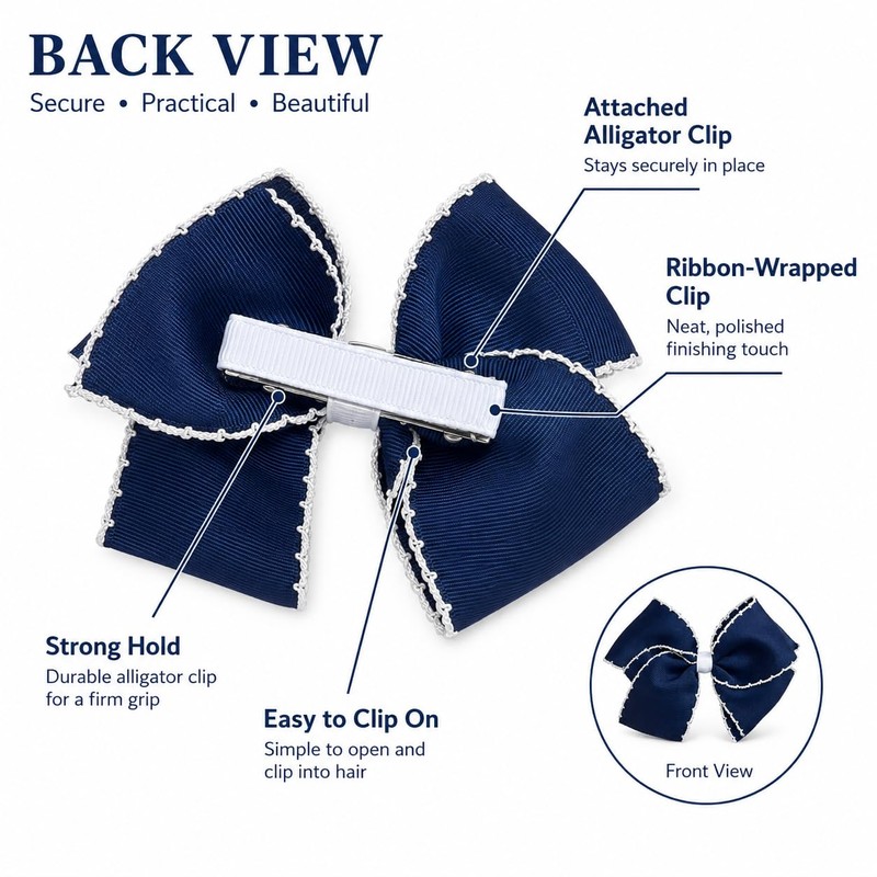 Hair Bows for Girls, 2 Pack 5 Inch Grosgrain Boutique