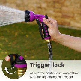 AQUASTAR- Metal Front-Trigger 7-Pattern Garden Hose Nozzle (Purple)