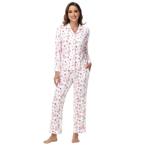 BambooBud Pajamas Set for Women Soft Long Sleeve Button Down