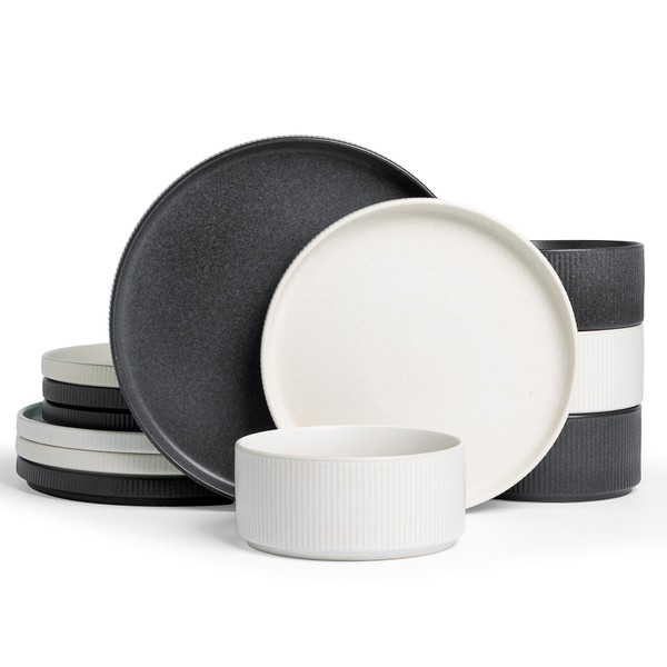 Famiware Star Dinnerware Set, Plates and Bowls Sets for 4