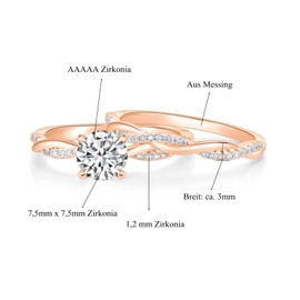 Zakk Engagement Rings for Women 1.5CT Round Cubic Zirconia Twisted Promise Wedding Band Bridal Ring Sets for Her (Rose Gold, Size G 1/2)