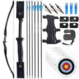 FENJANER Archery Recurve Bow and Arrow Set - 53" Takedown Recurve Bow Package for Adults Youth Beginner Left and Right Hand, Longbow Hunting Training& Shooting Practice (20lbs/30lbs/40lbs) (20 LBs)