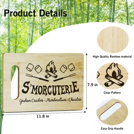 Wood Cutting Board for Kitchen -S'mores Station Cutting Board, Gifts For Bridal Showers Thanksgiving Housewarming Gifts For Women Men Friends, Bamboo Cutting Board For Kitchen Cooking Restaurant
