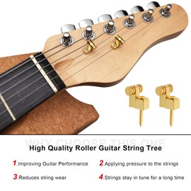 MAXCHEER Rodillo de cuerdas para guitarra, árbol, retenedor para guitarra eléctrica Fender Strat Stratocaster, Tele Telecaster, paquete de 4 (dorado)