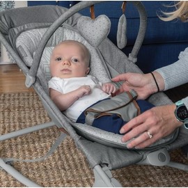 Summer Infant 2-in-1 Bouncer & Rocker Duo (Heather Gray) Convenient and Portable Rocker and Bouncer for Babies Includes Soft Toys and Soothing Vibrations
