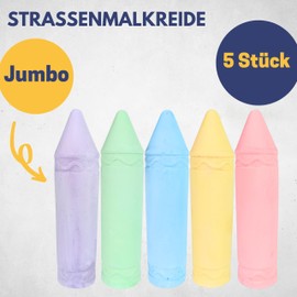 Best Sporting Jumbo Street Painting Chalk, Pack of 5, Colouring Chalk for Children and Adults, Colourful Chalk in Bright Colours, Ideal for Street and Yard, Easy to Use and Water Soluble