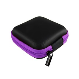 AIMALL Portable Hard Shell Bag Headphone Storage Bag Headphone Box Mini Storage Portable Bag, Waterproof PU Material, Mesh Pocket, Zipper Closure，2.95"x2.95"x1.18"
