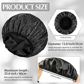 Gorros de ducha con forro de rizo, impermeable, reutilizable, triple capa, para mujer, gorros de ducha de baño extra grandes con función de cabello se