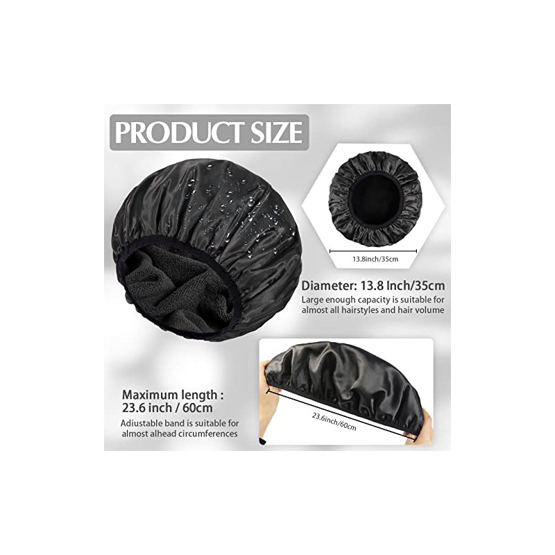 Gorros de ducha con forro de rizo, impermeable, reutilizable, triple
