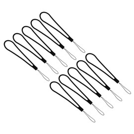 PATIKIL 18.5cm Wrist Strap Lanyard, 10 Pcs Silicone Short Soft Neck Lanyard Hand Wristlet String Badge Lanyard for Cellphone USB Key Chain Camera, Black Style 2