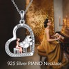 YONFQE Piano Necklace 925 Sterling Silver Music Pendant Musical Instruments