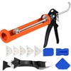 MUMIK Caulk Gun and Caulk Scraper Kit, 10:1 Thrust Ratio,