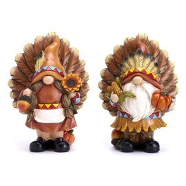 Valery Madelyn Gnomes Fall Decorations for Home, 2 Pcs Harvest Gnomes for Table Indoor Outdoor, Funny Garden Gnome Statue Thanksgiving Autumn Figurines Gifts for Room Yard Party Porch 6inch