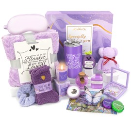 Spa Gifts for Women, Lavender 16 Pcs Valentines Day Gifts for Her Girlfriend Wife Daughter Sister, Self Care Gift Baskets for Women, Thank You, Get Well, Sympathy Inspirational Care Package Spa Basket