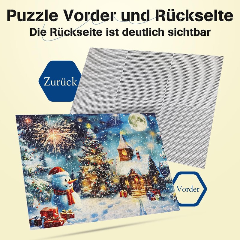 MISITU Puzzle 1000 Pieces for Adults Snowman on Christmas Eve