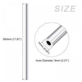 sourcing map 6063 Aluminum Tube (14mm OD x 8mm ID x 300mm L), Aluminum Round Tubing - for Home Furnishing, Machinery, DIY Handicraft