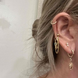 Tsnamer 14K Gold Plated Drop Chain Link Dangle Earrings for Women Threader Earrings (Gold)